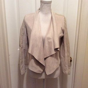 Blank NYC Faux Leather & suede  Jacket Bone Waterfall Front Long Sleeve